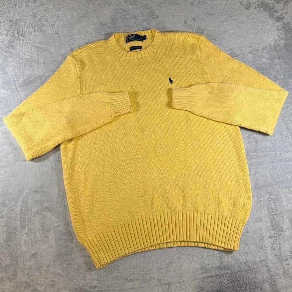 Y2K Vintage Polo Ralph Lauren Soft Pima Cotton Sweater | Pastel‎ Yellow | M - Picture 2 of 6
